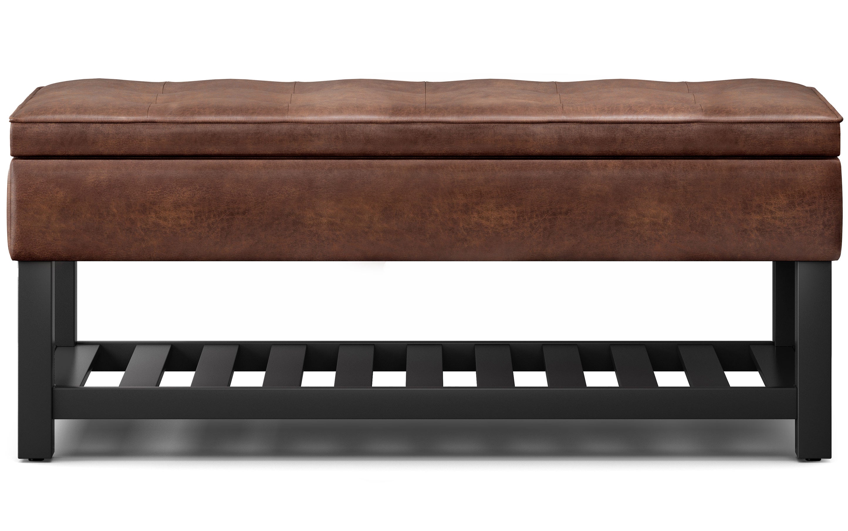 Cosmopolitan Ottoman Bench in Distressed Vegan Leather