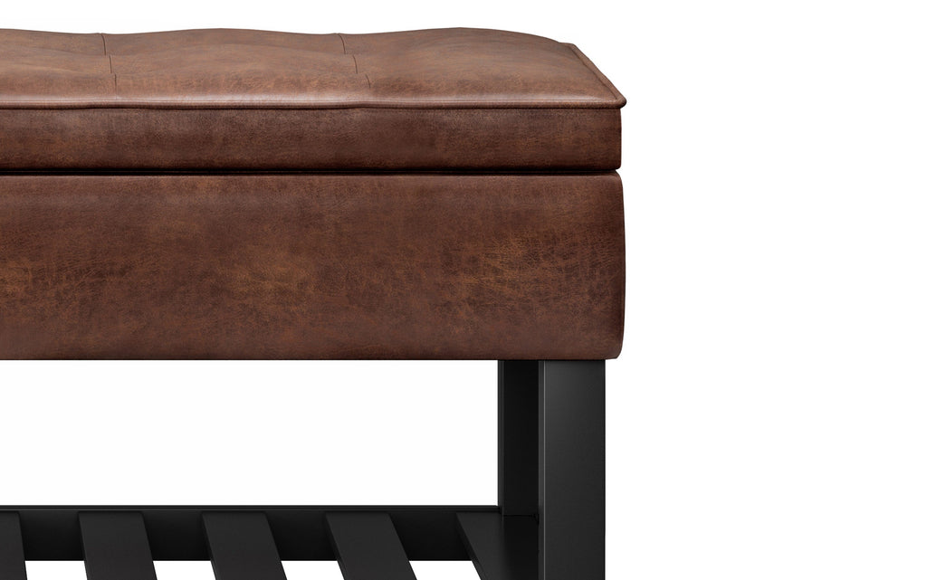 Cosmopolitan Ottoman Bench in Distressed Vegan Leather