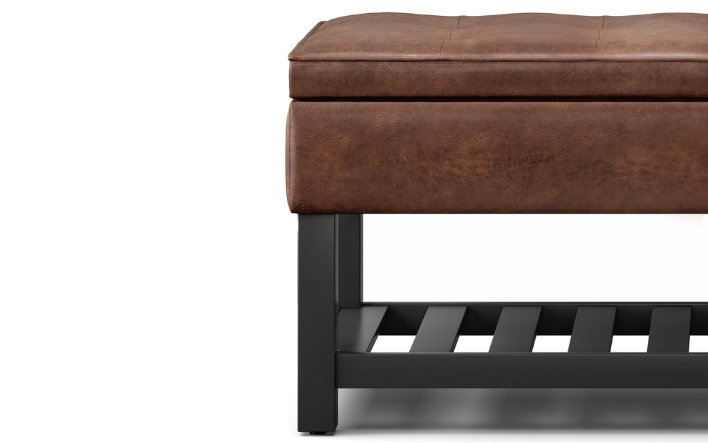 Cosmopolitan Ottoman Bench in Distressed Vegan Leather