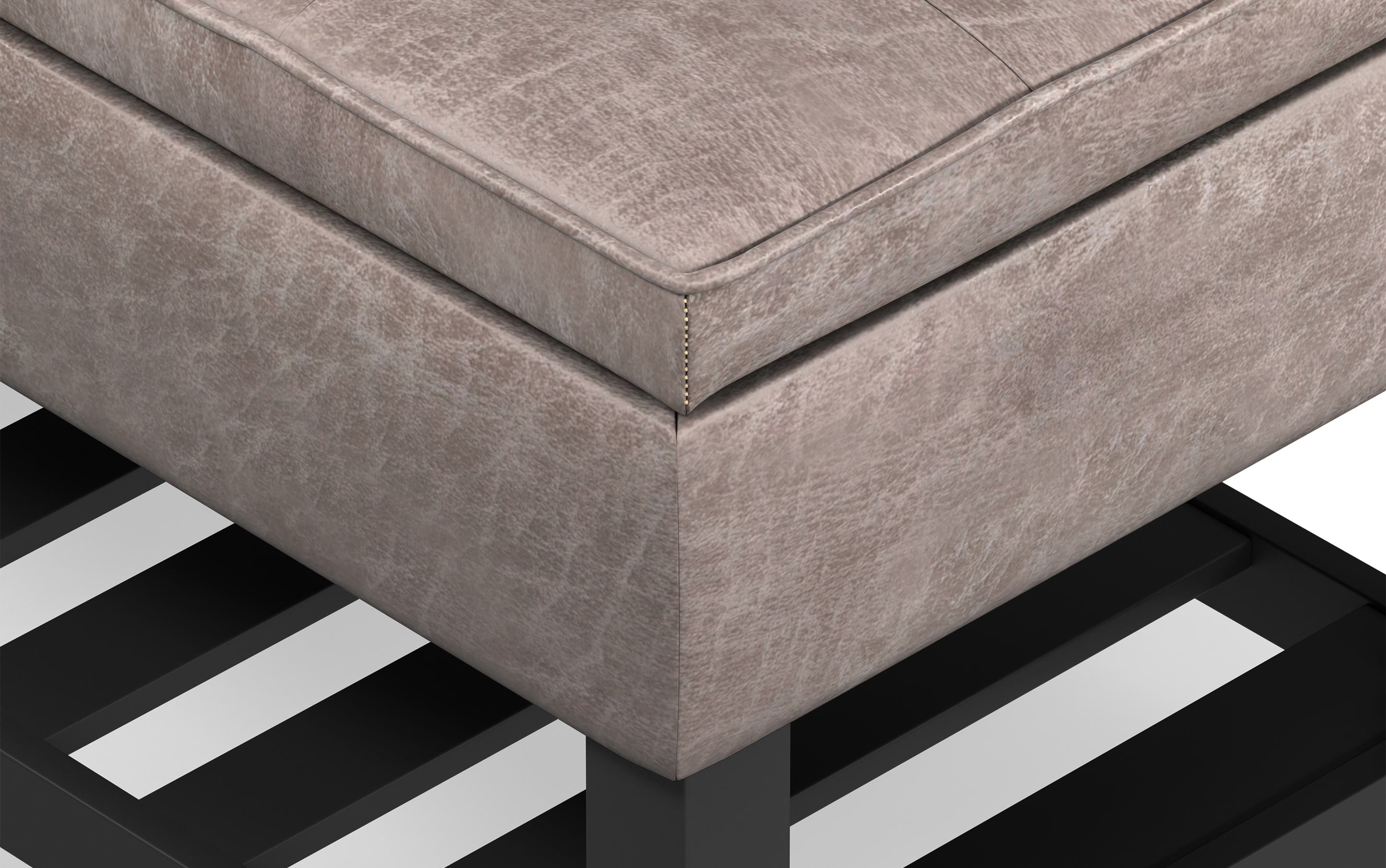 Cosmopolitan Ottoman Bench in Distressed Vegan Leather