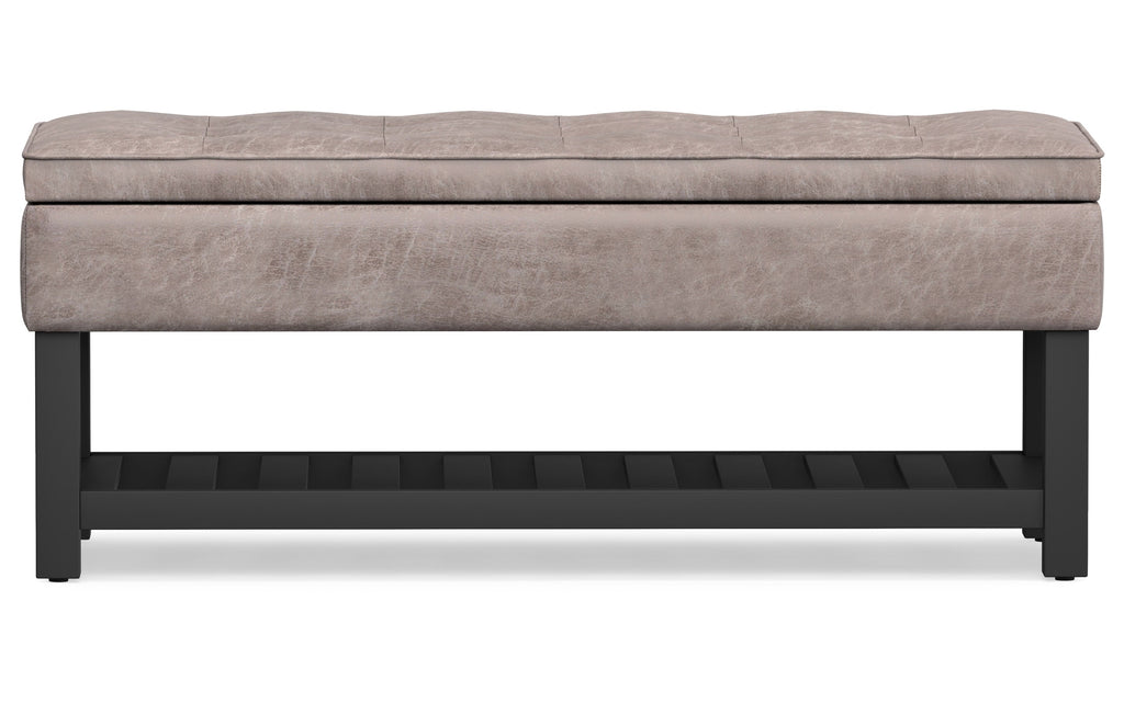 Cosmopolitan Ottoman Bench in Distressed Vegan Leather