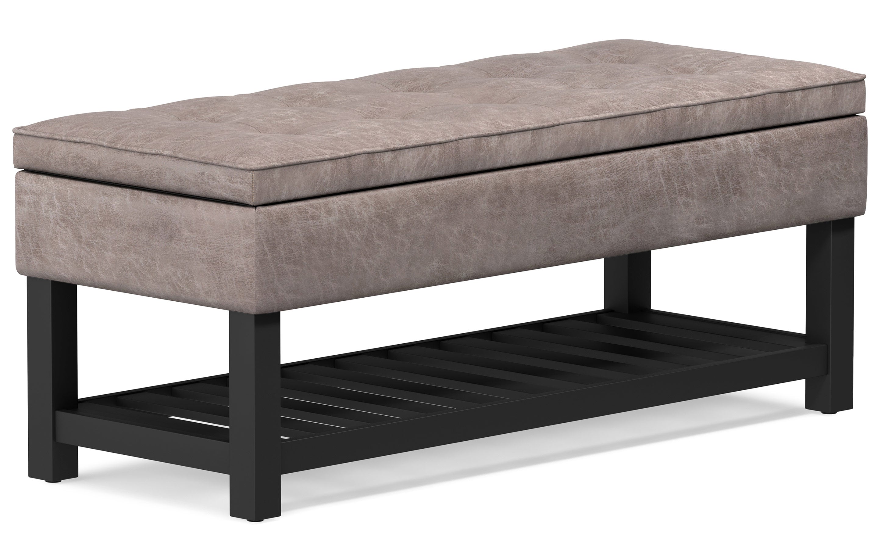 Cosmopolitan Ottoman Bench in Distressed Vegan Leather