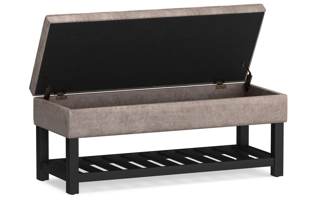 Cosmopolitan Ottoman Bench in Distressed Vegan Leather