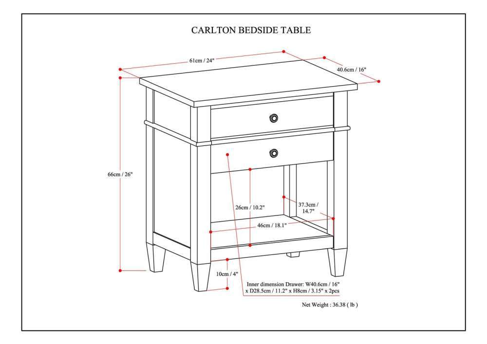 Carlton Bedside Table