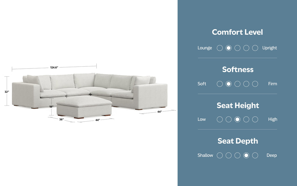 Jasmine Corner Sectional Sofa and Ottoman