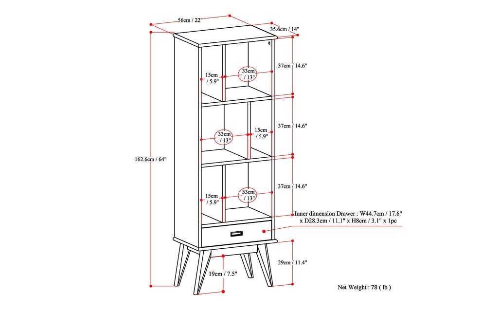 Draper Bookcase in White