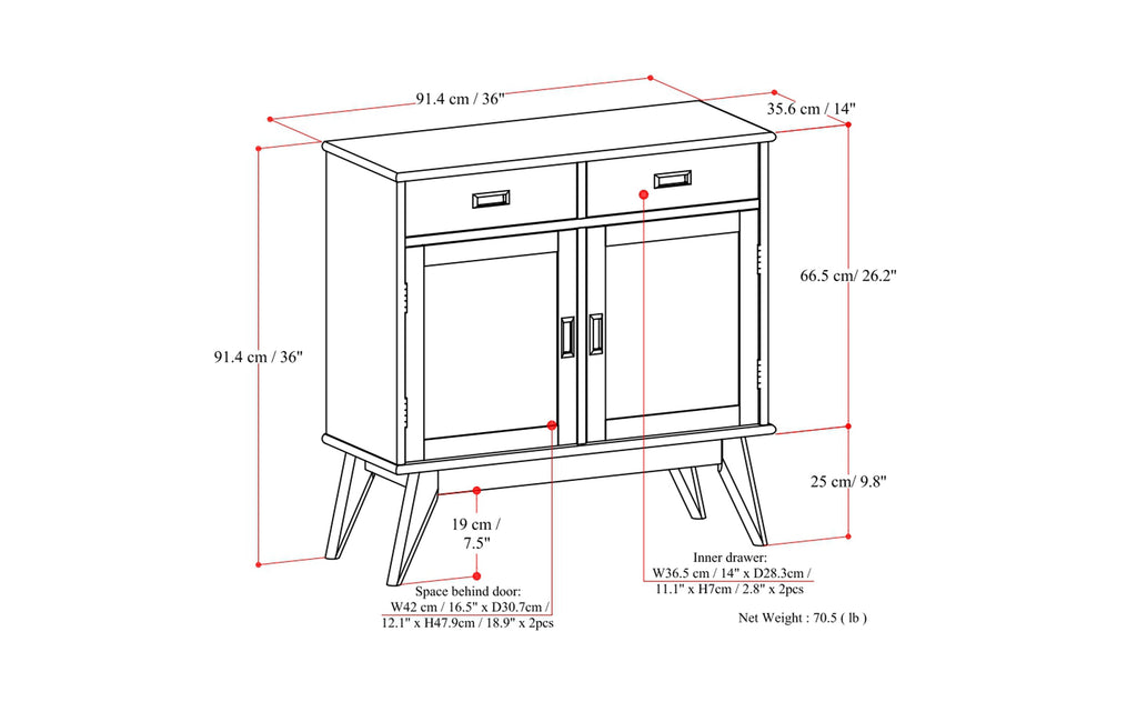 Draper Mid Century Entryway Storage Cabinet