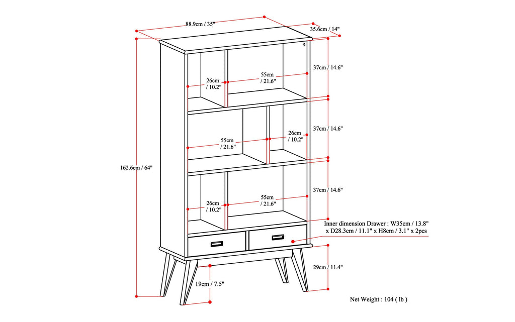 Draper Wide Bookcase
