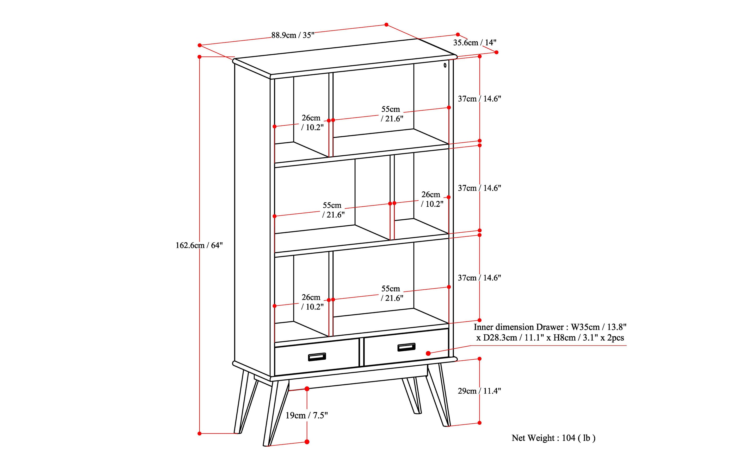 Draper Wide Bookcase