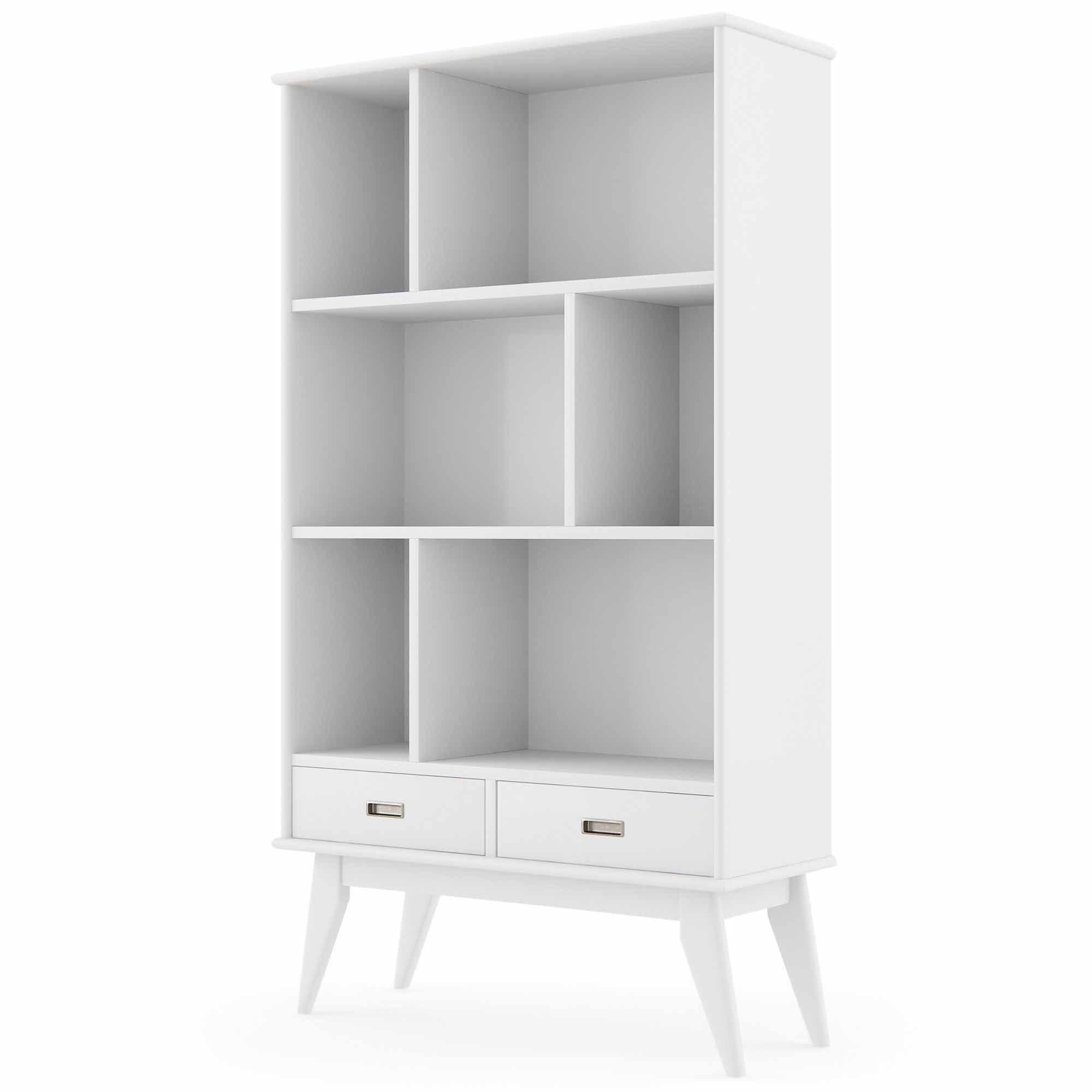 Draper Wide Bookcase in White