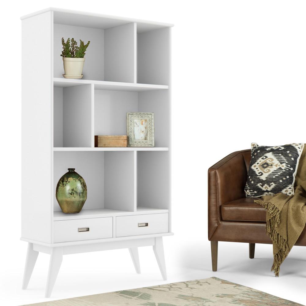 Draper Wide Bookcase in White