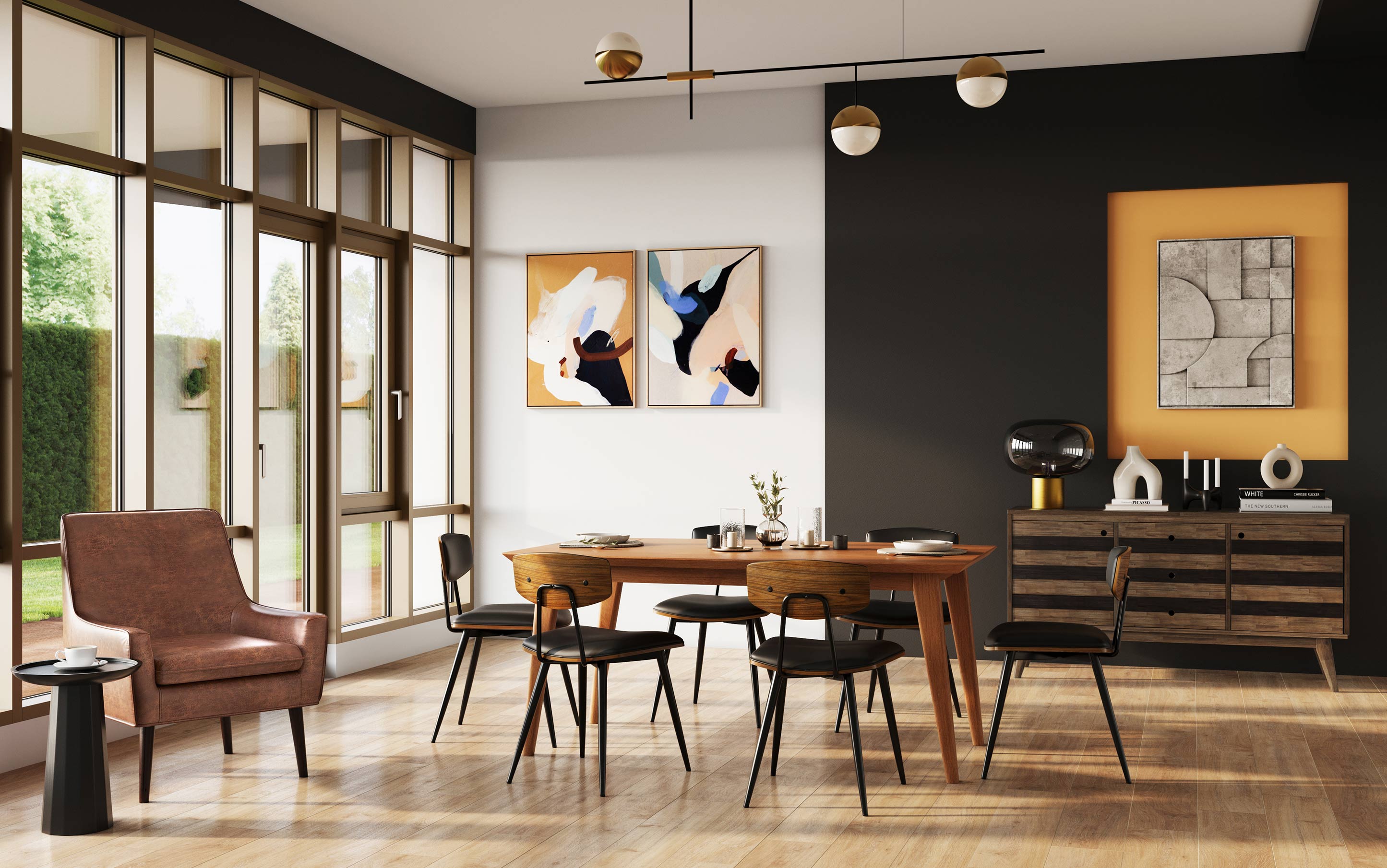 Draper Dining Table in Teak Brown