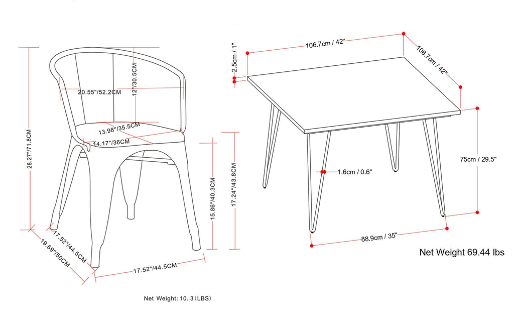 Larkin / Hunter 5 Pc Dining Set in Mango