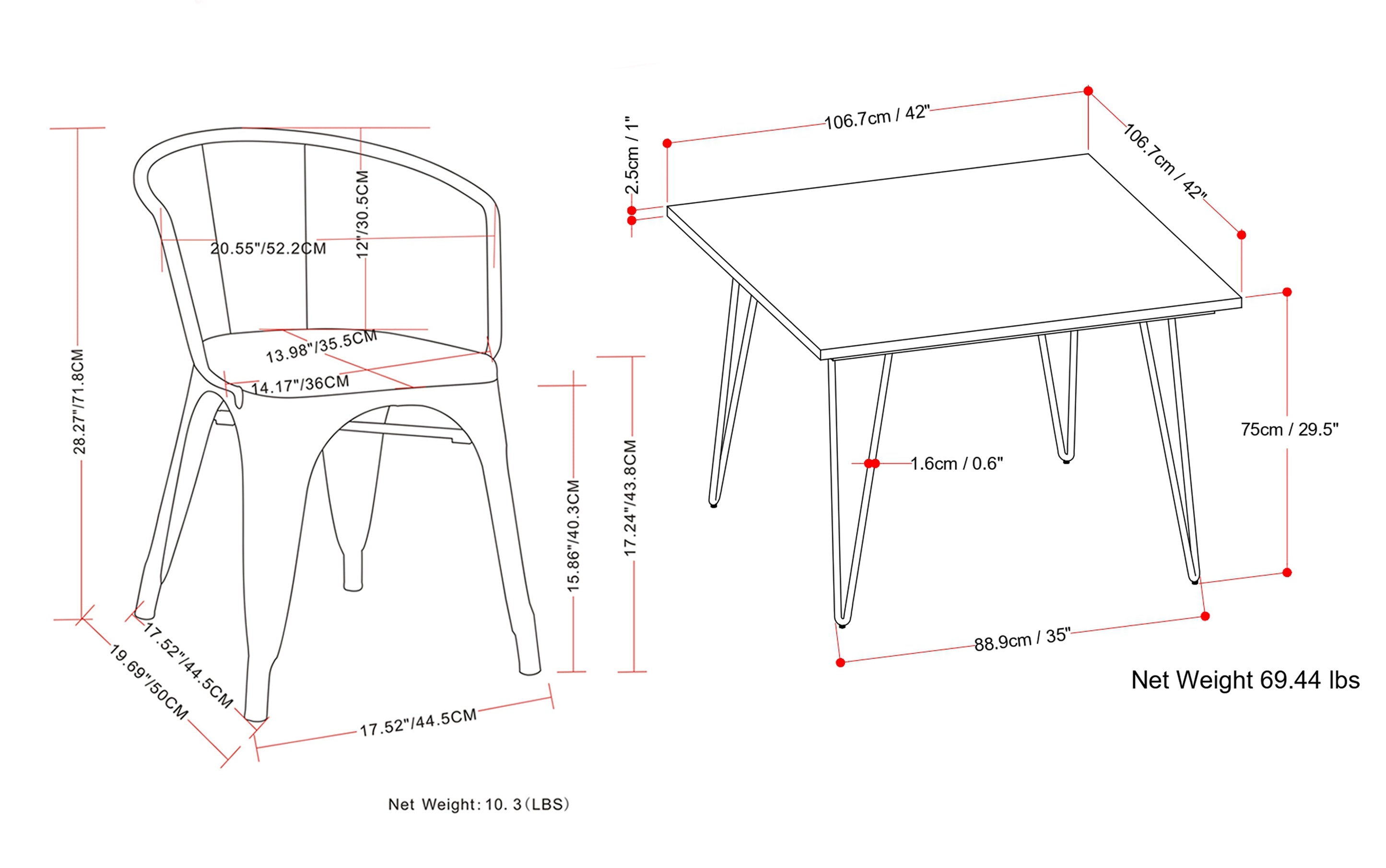 Larkin / Hunter 5 Pc Dining Set in Mango