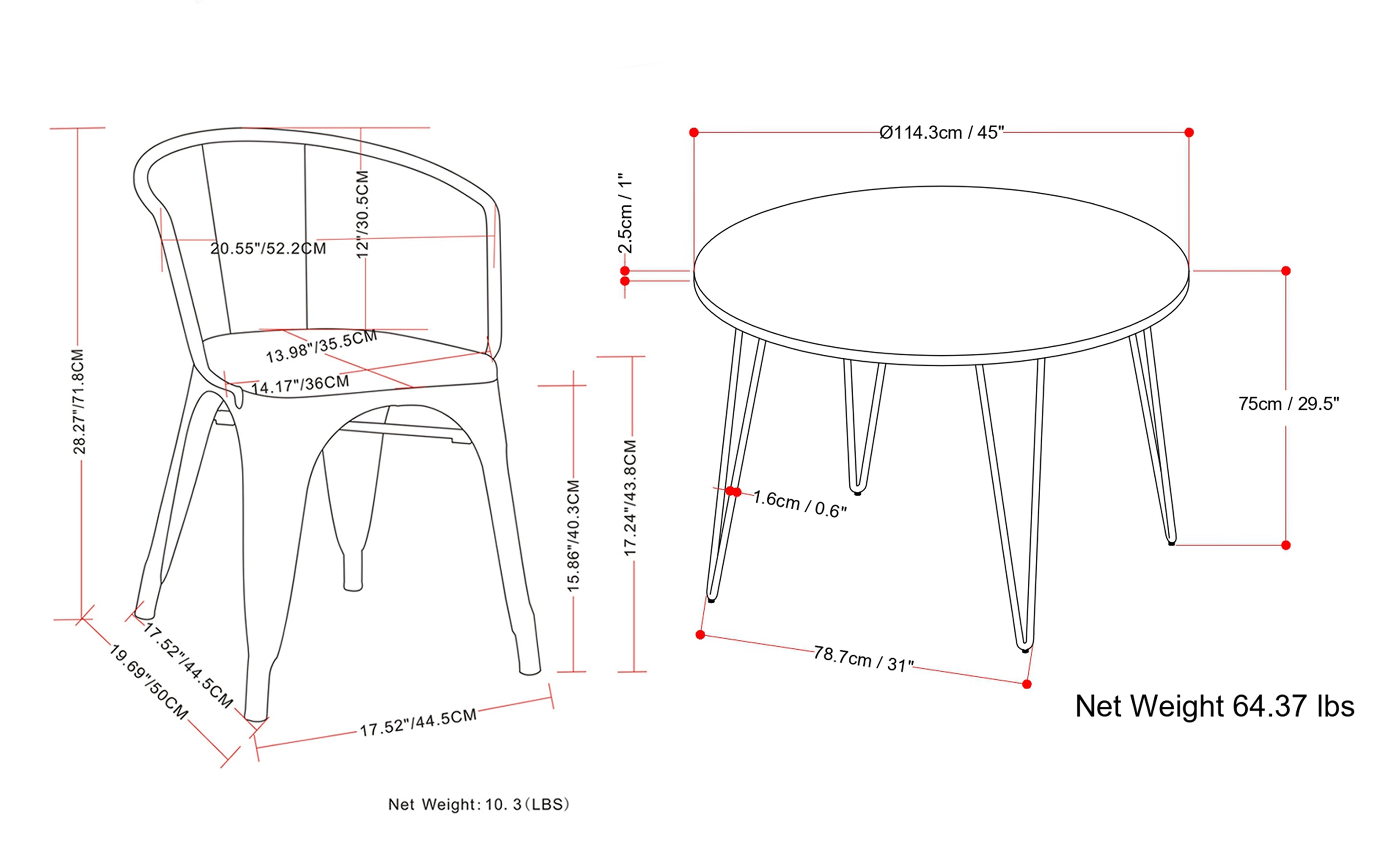 Larkin / Hunter 5 Pc Dining Set