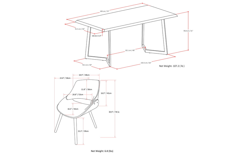 Malden / Draper 5 Pc Dining Set With Wood Back Chair