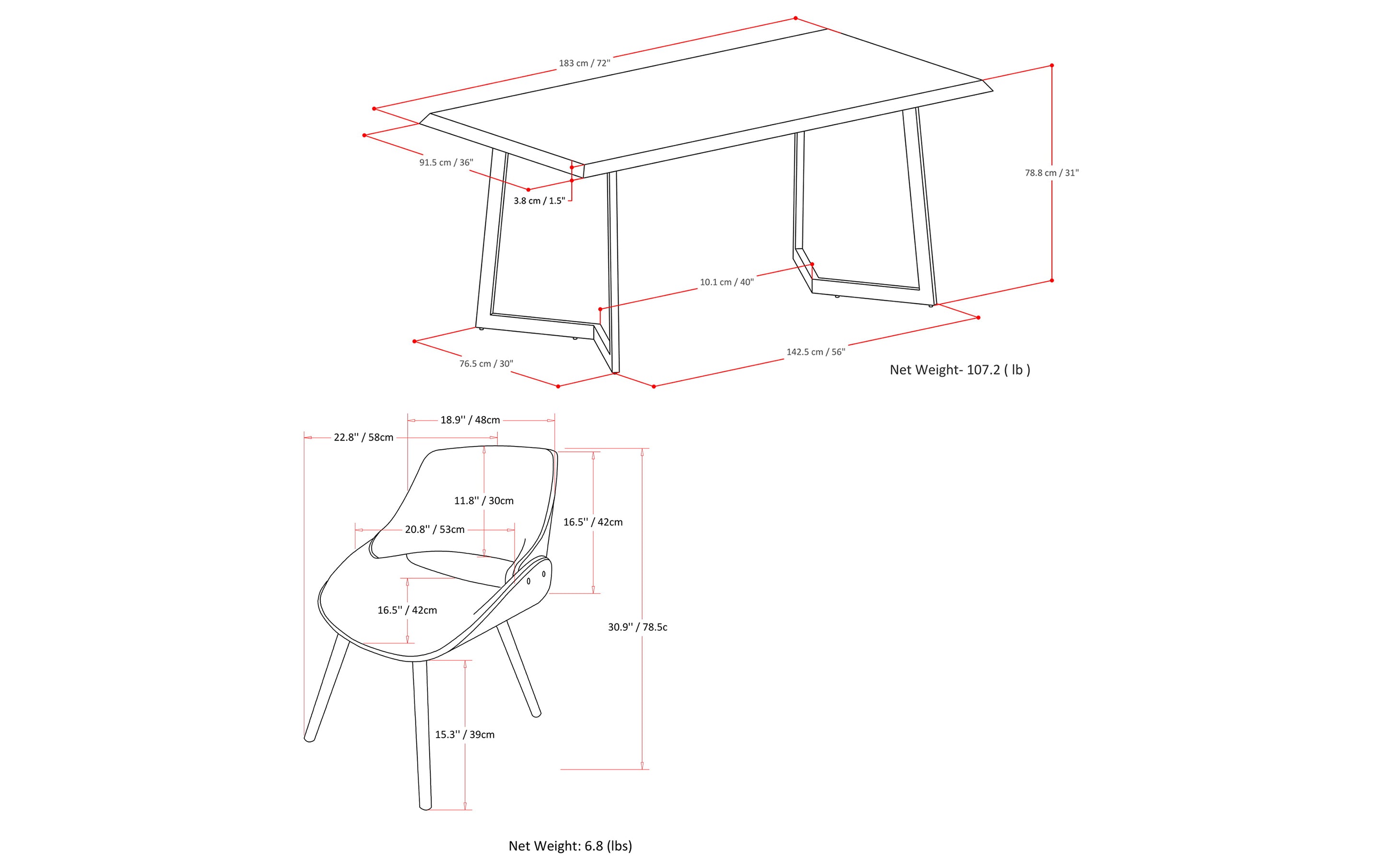 Malden / Draper 5 Pc Dining Set With Wood Back Chair