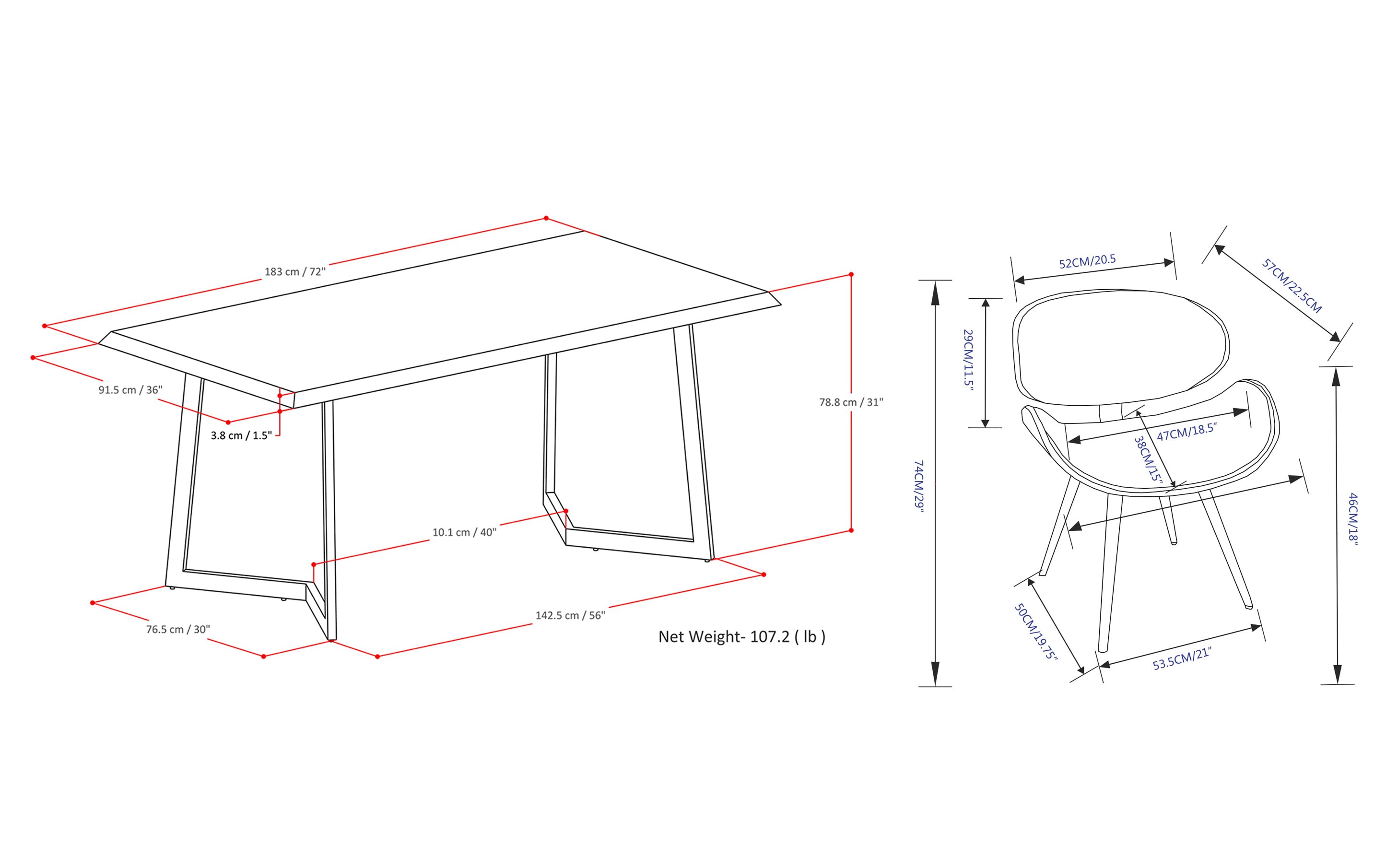 Marana / Watkins 5-Piece Dining Set
