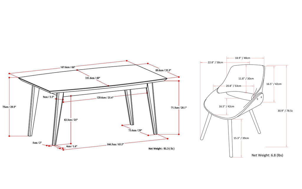 Malden / Draper 7-Piece Dining Set with Wood Back Chair
