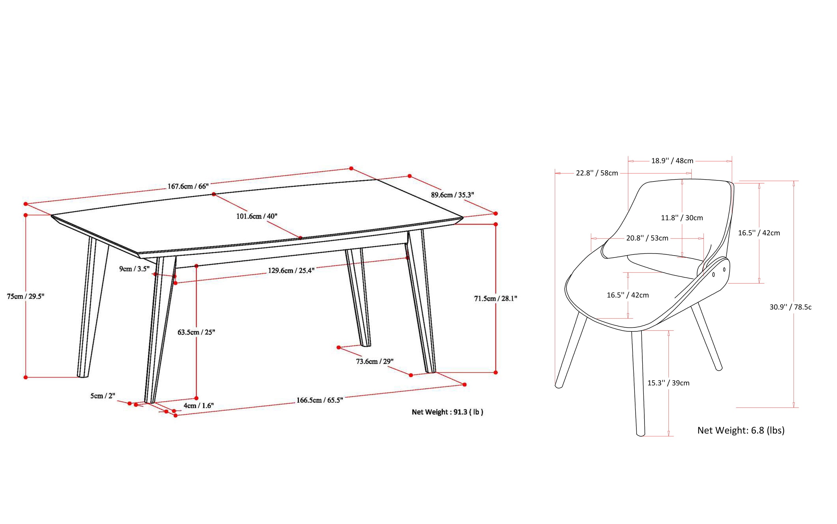 Malden / Draper 7-Piece Dining Set with Wood Back Chair