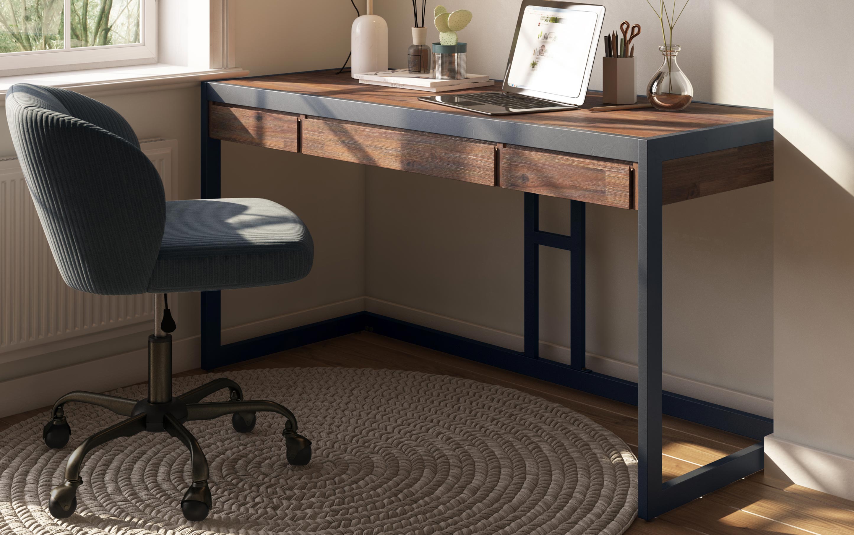 Erina Desk in Distressed Charcoal Brown