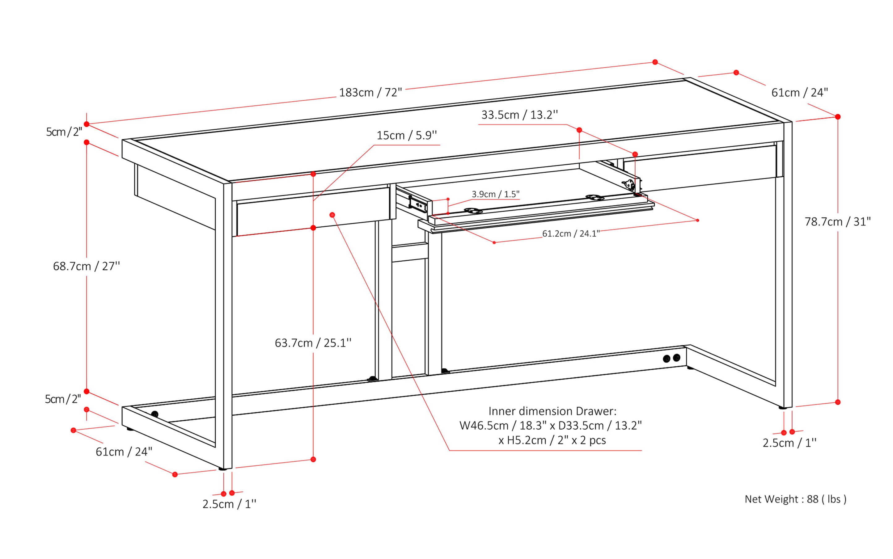 Erina Large Desk in Acacia