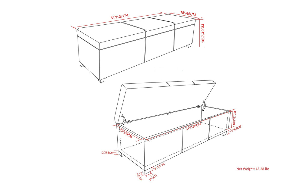 Avalon Extra Large Storage Ottoman in Vegan Leather