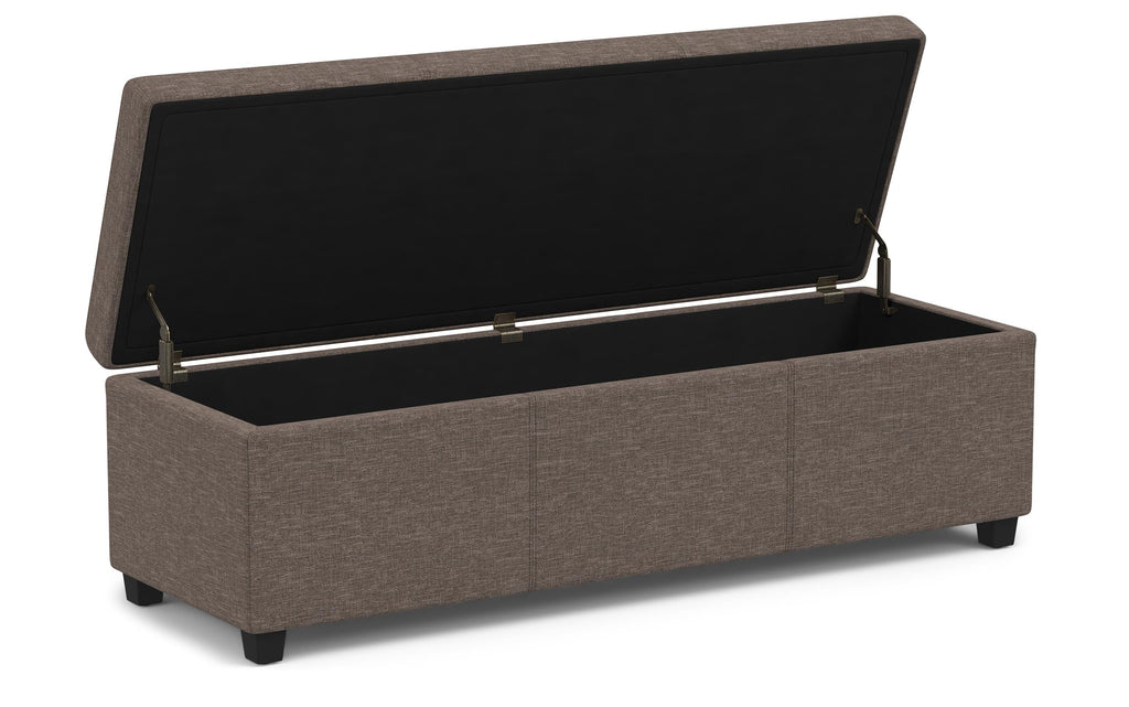Avalon Extra Large Storage Ottoman in Linen