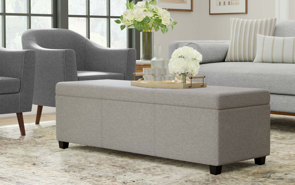 Avalon Extra Large Storage Ottoman in Linen