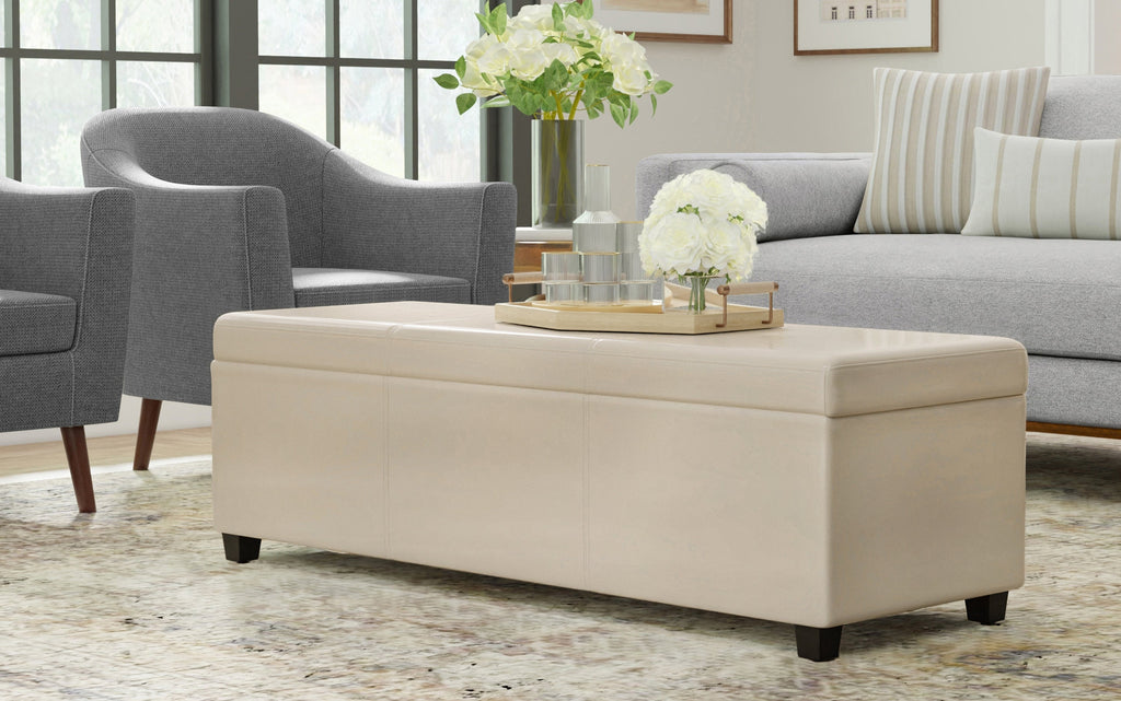 Avalon Extra Large Storage Ottoman in Vegan Leather