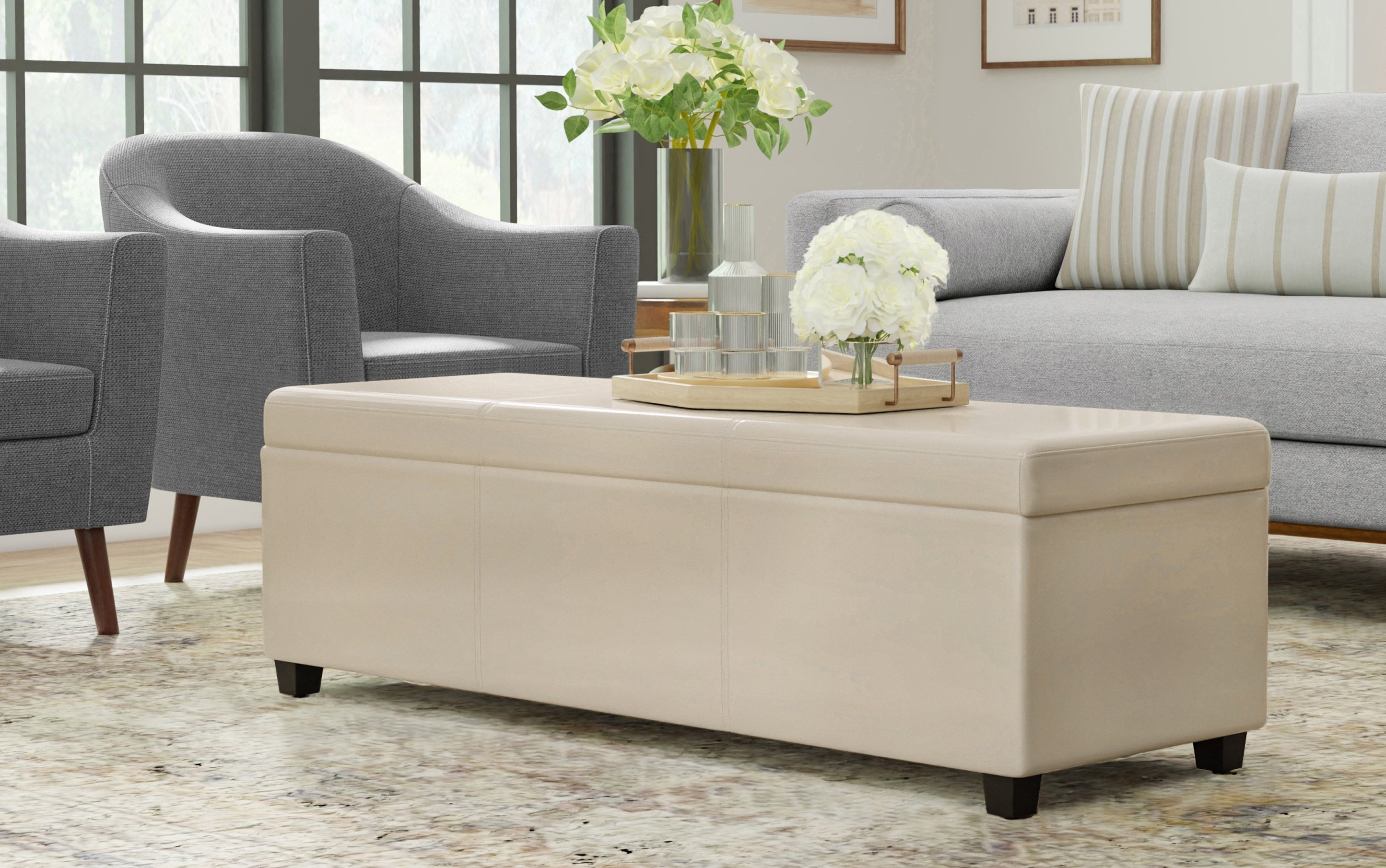 Avalon Extra Large Storage Ottoman in Vegan Leather