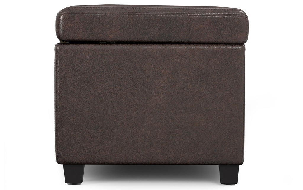 Avalon Extra Large Storage Ottoman in Distressed Vegan Leather