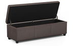 Avalon Extra Large Storage Ottoman in Distressed Vegan Leather