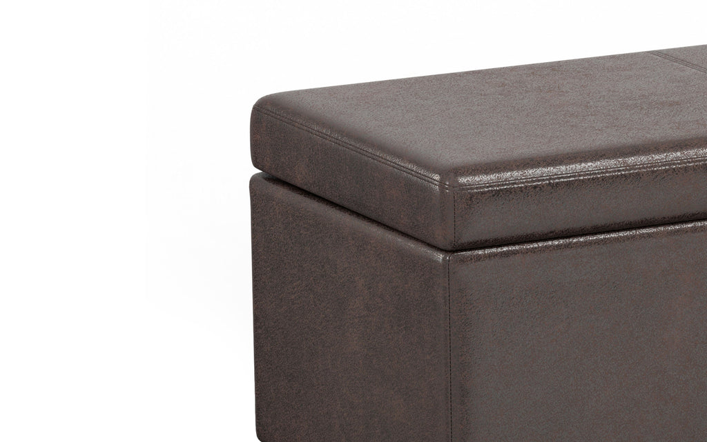 Avalon Extra Large Storage Ottoman in Distressed Vegan Leather