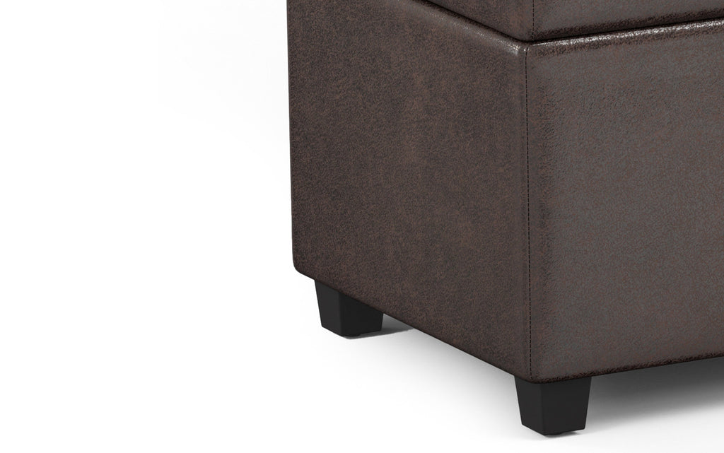Avalon Extra Large Storage Ottoman in Distressed Vegan Leather
