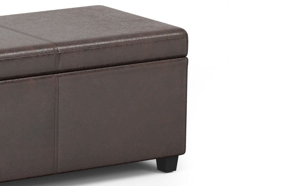 Avalon Extra Large Storage Ottoman in Distressed Vegan Leather