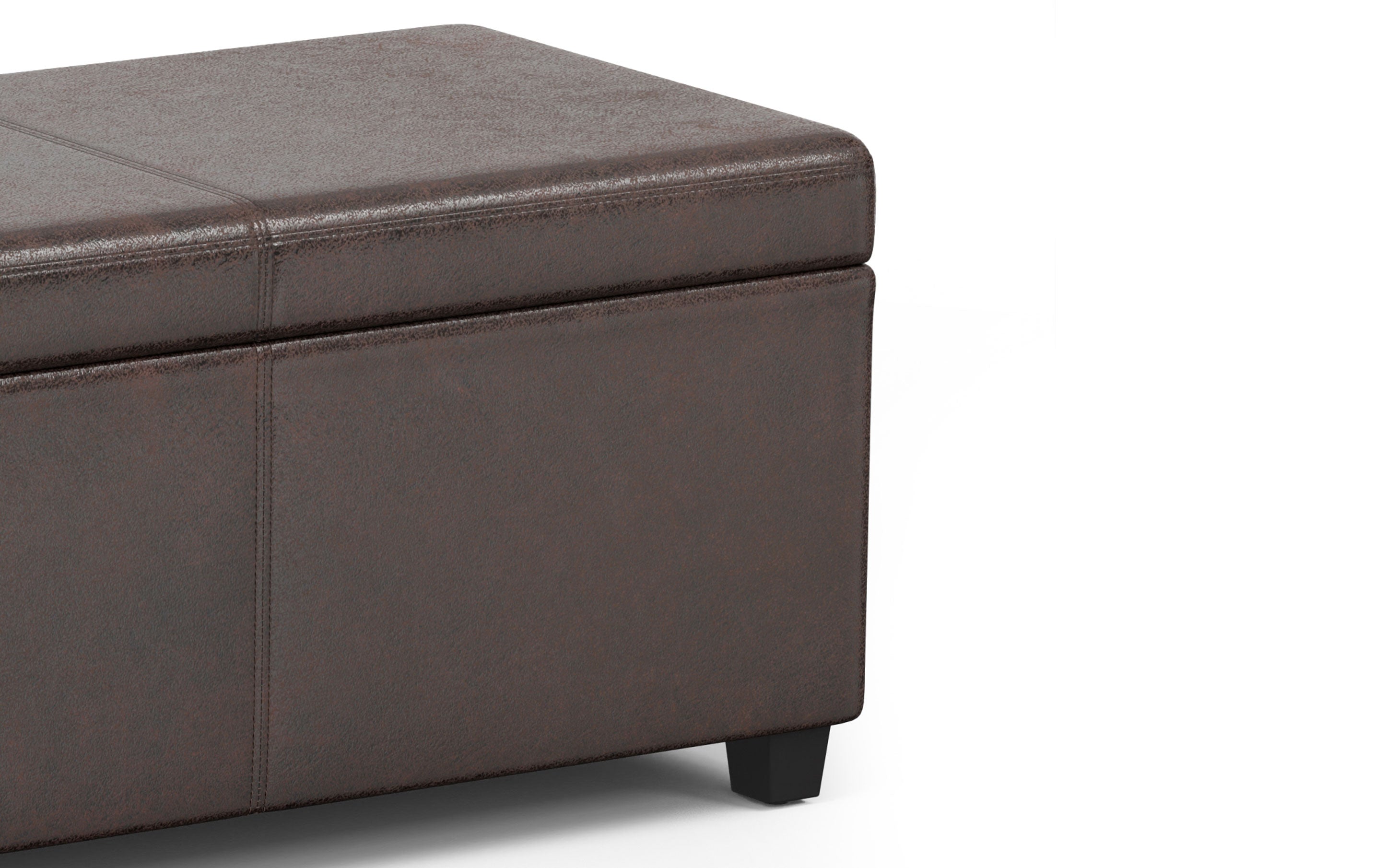 Avalon Extra Large Storage Ottoman in Distressed Vegan Leather