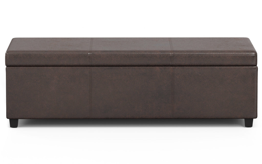 Avalon Extra Large Storage Ottoman in Distressed Vegan Leather
