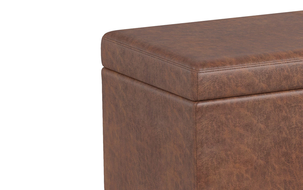 Avalon Extra Large Storage Ottoman in Distressed Vegan Leather