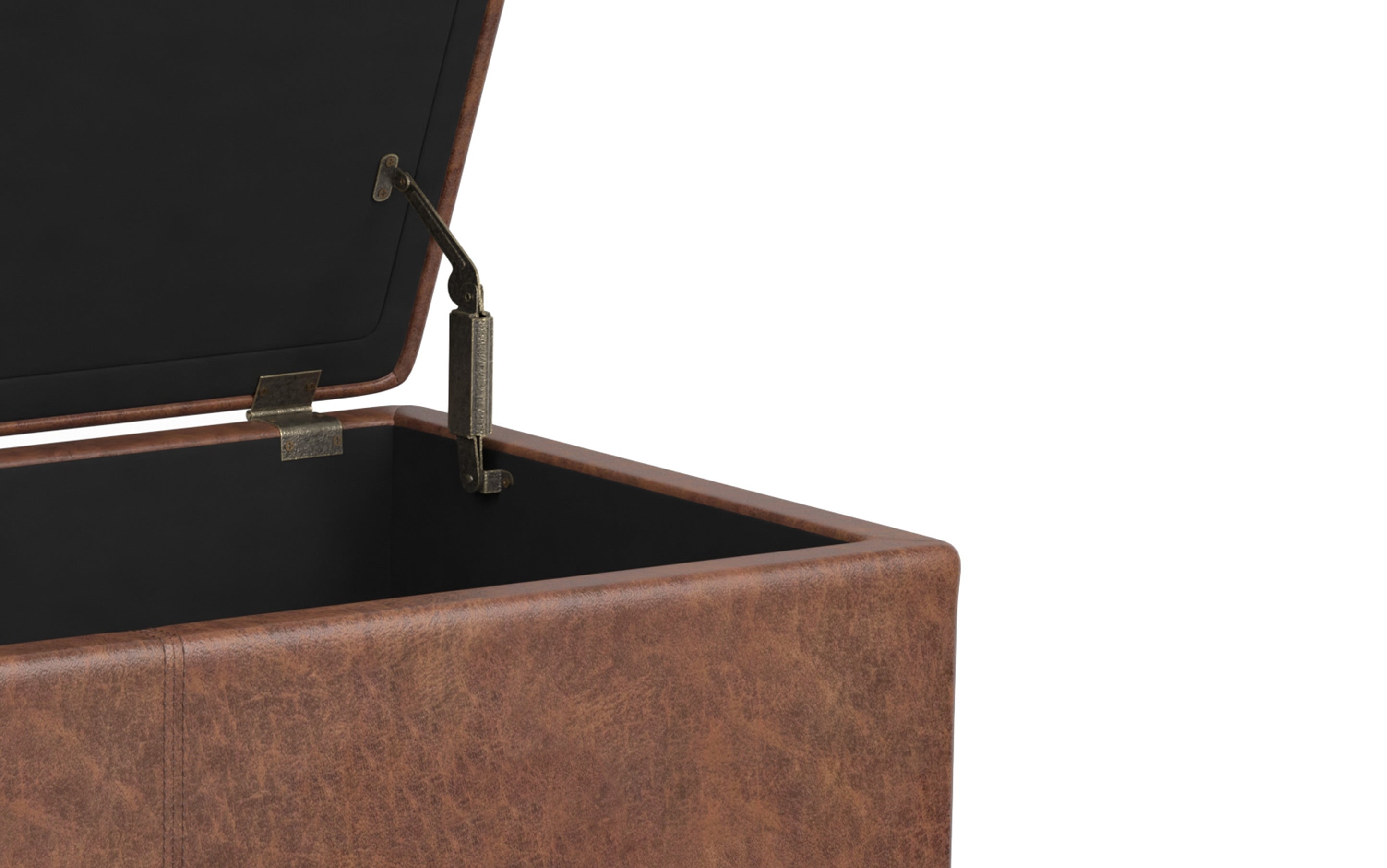 Avalon Extra Large Storage Ottoman in Distressed Vegan Leather