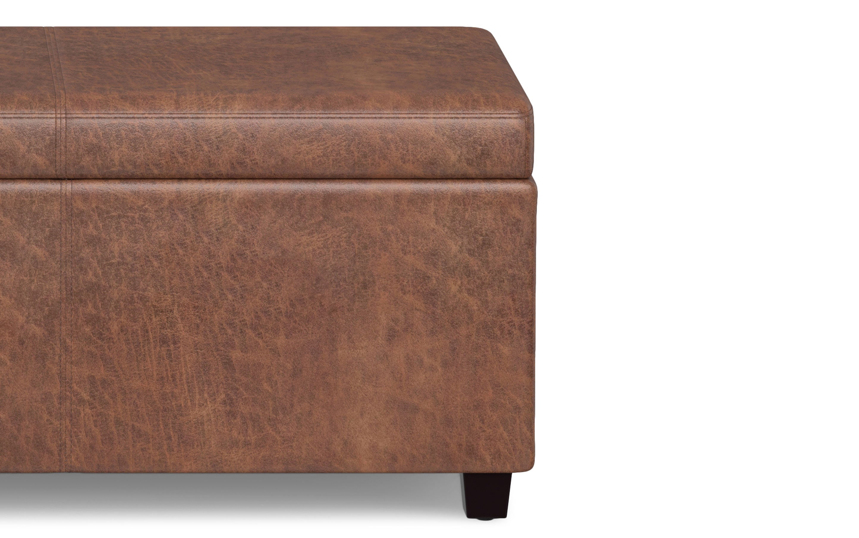 Avalon Extra Large Storage Ottoman in Distressed Vegan Leather