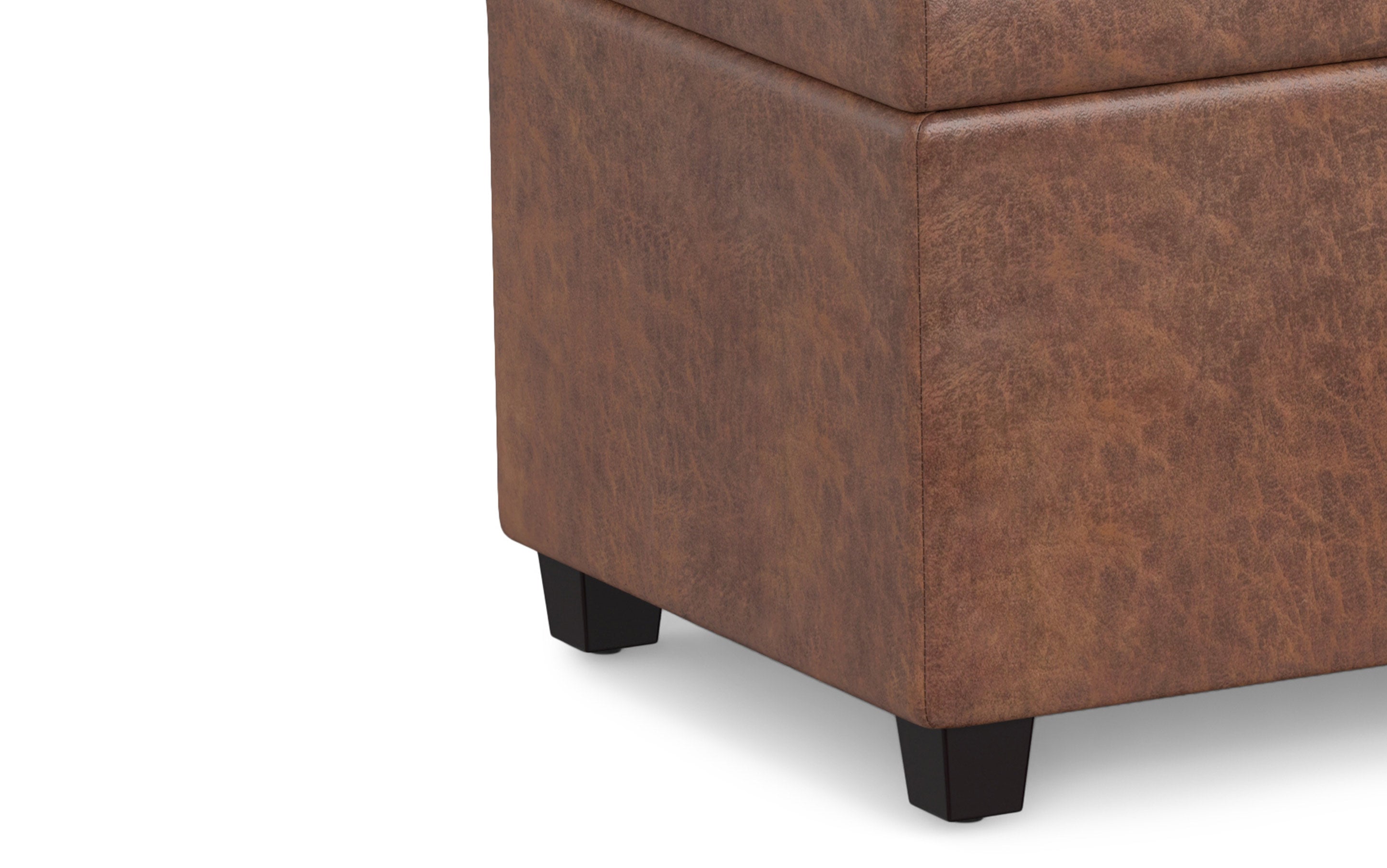 Avalon Extra Large Storage Ottoman in Distressed Vegan Leather