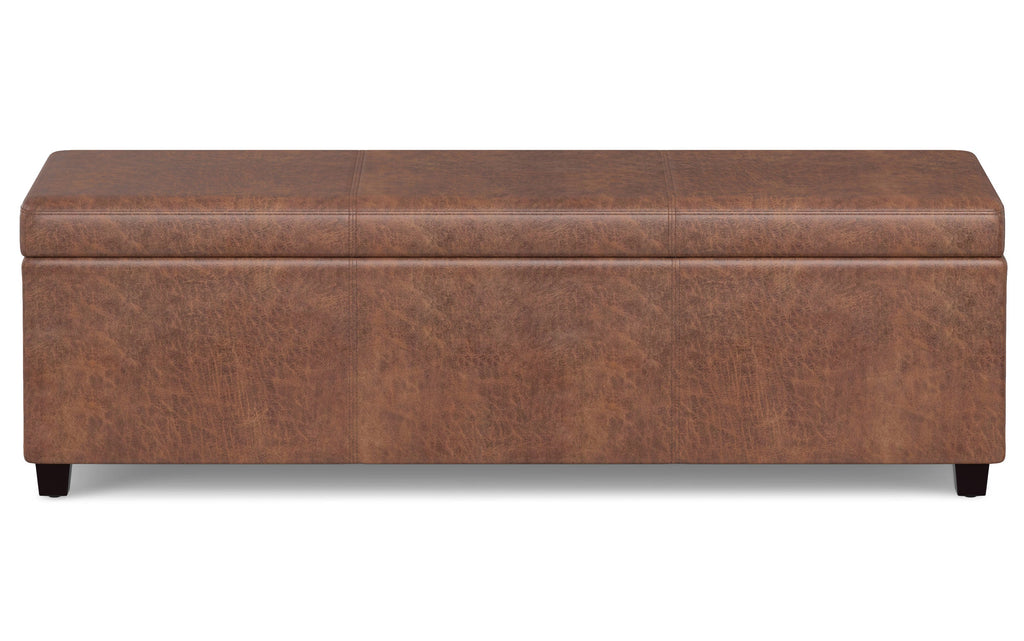 Avalon Extra Large Storage Ottoman in Distressed Vegan Leather