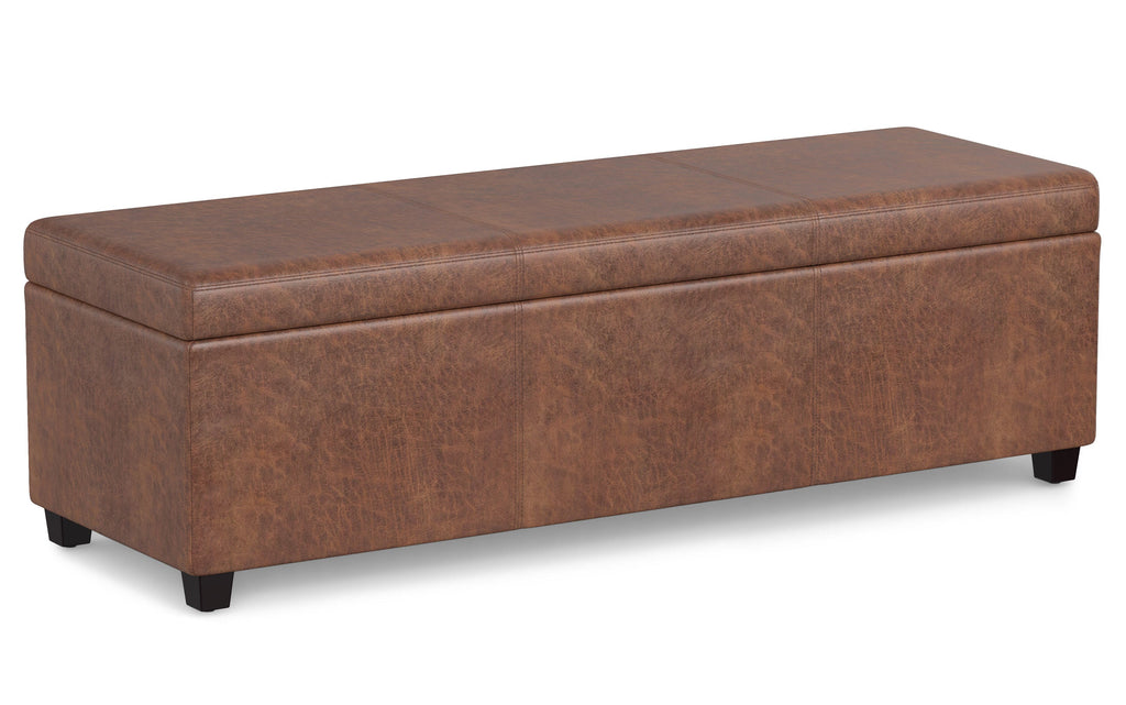 Avalon Extra Large Storage Ottoman in Distressed Vegan Leather
