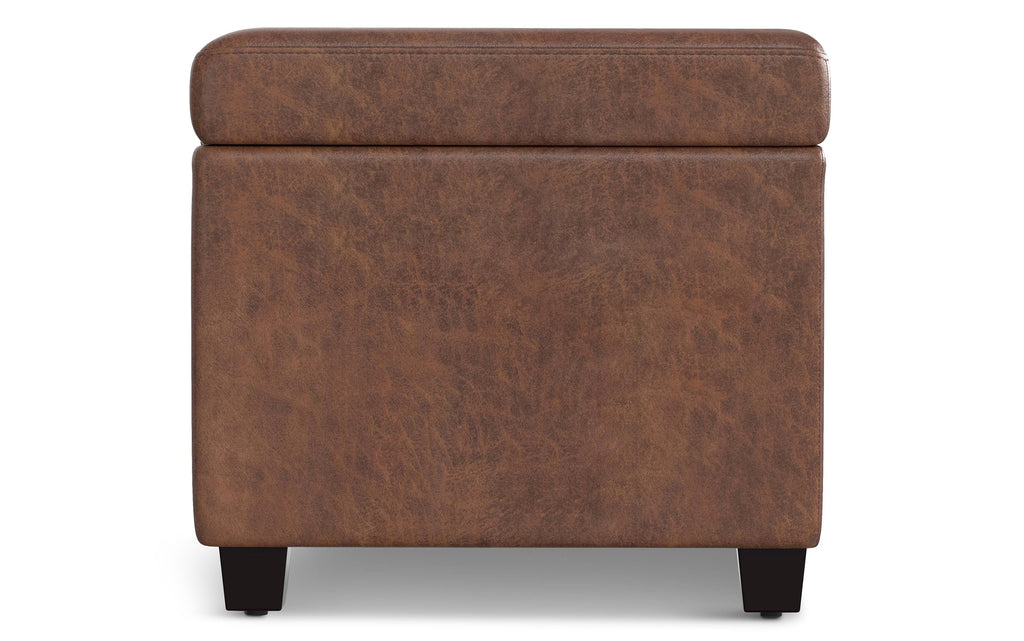 Avalon Extra Large Storage Ottoman in Distressed Vegan Leather