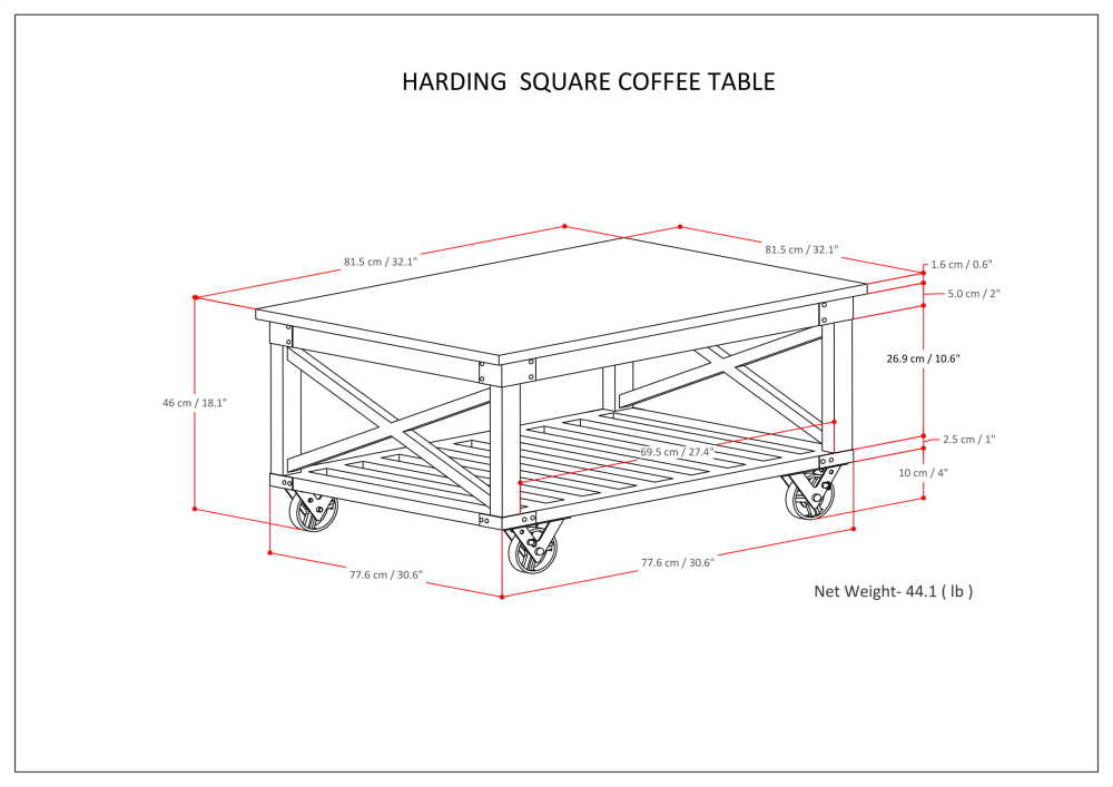 Harding Square Coffee Table in Mango