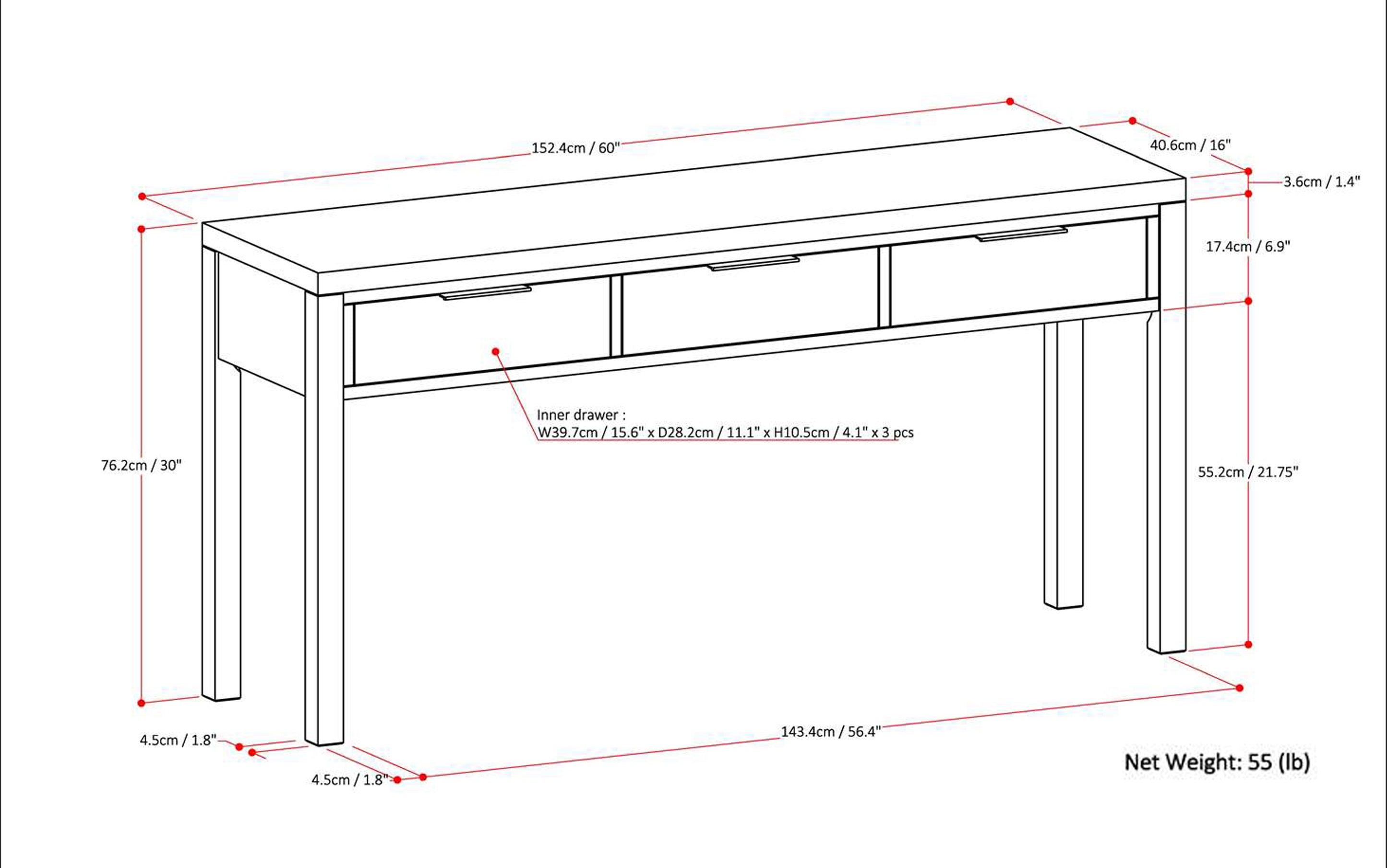 Hollander Wide Console Table