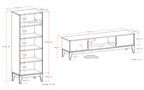 Harper 72 inch TV Stand with 24 inch Bookcases (Set of 3)