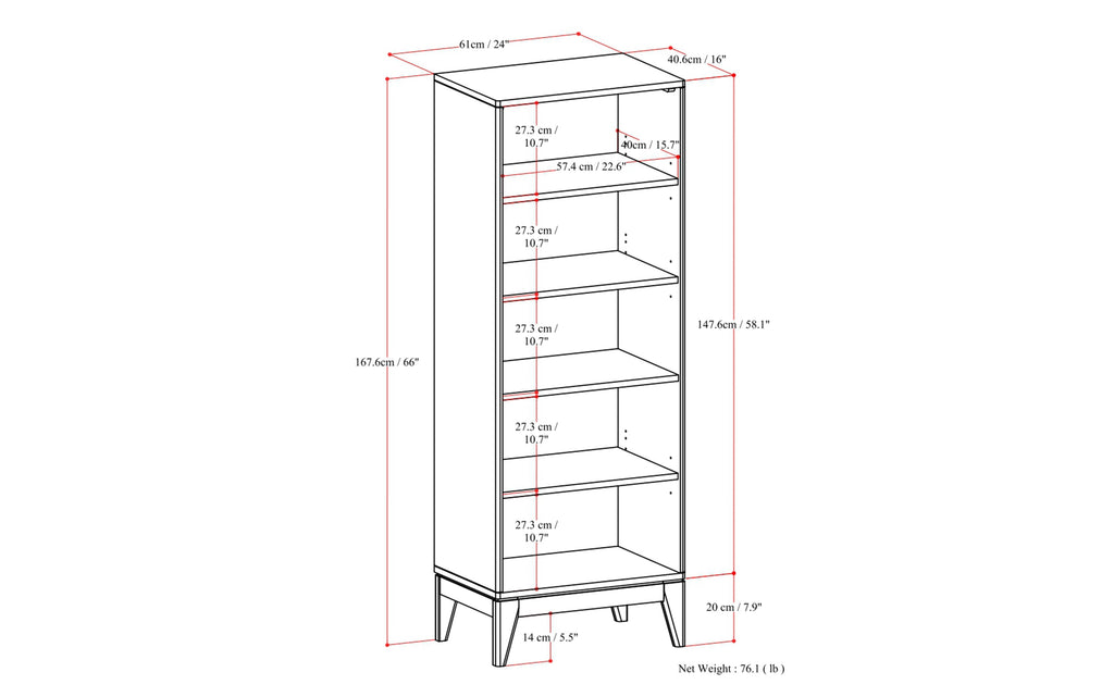 Harper 5 Shelf Bookcase