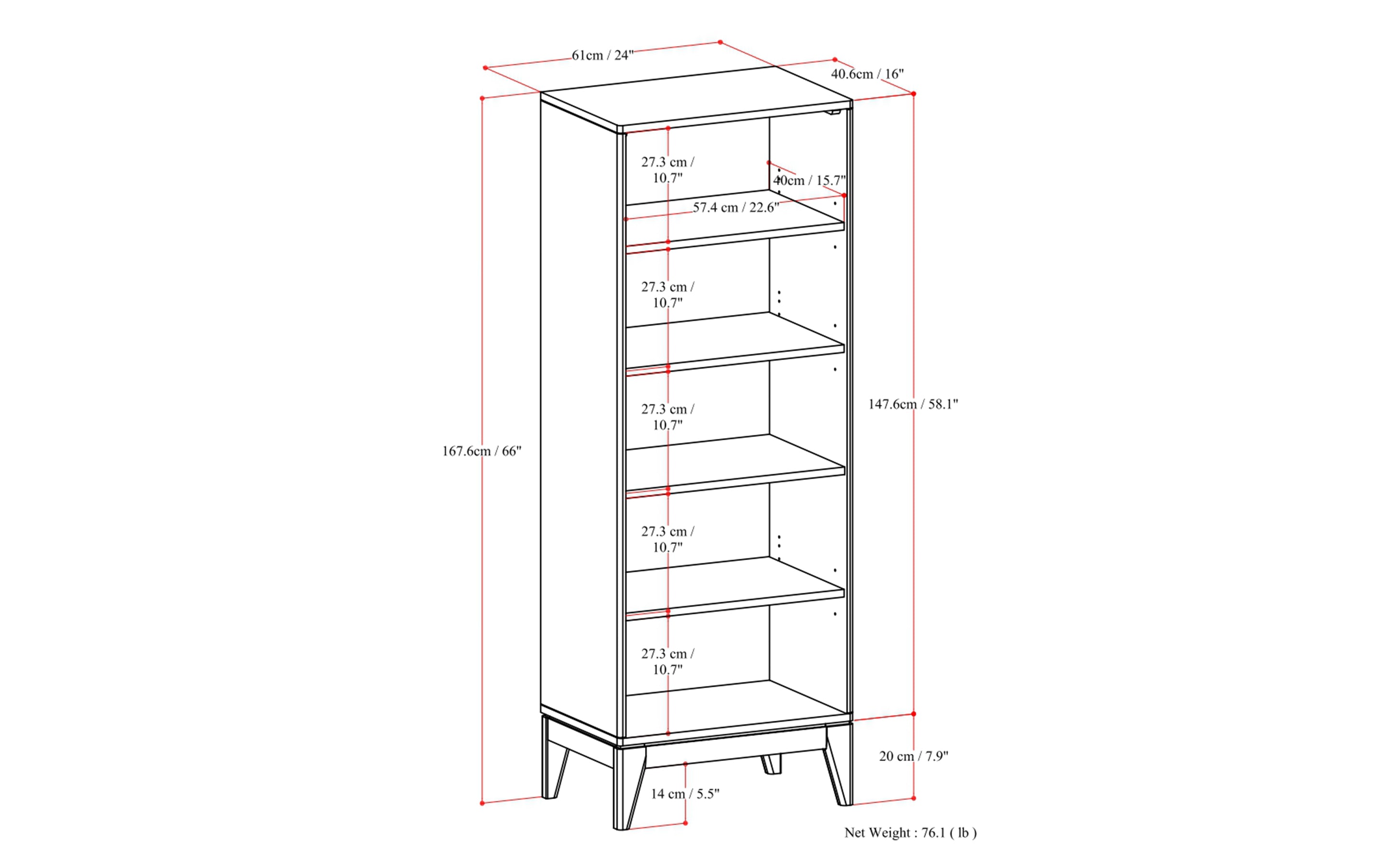 Harper 5 Shelf Bookcase